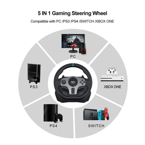 Gaming Steering Wheel PXN V9 Volante PC Gaming Racing Wheel for PC Windows 7/8/10/11/PS4/PS3/Switch/Xbox One/Xbox Series X/S - QUORE