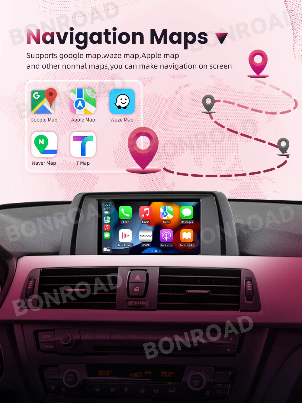 Draadloze CarPlay Module – Android Auto Adapter – Infotainmentsysteem Interface – Bluetooth Carkit – Mirror Link – Voor BMW X5 E70 X6 E71 CIC – Draadloze Verbinding – Plug & Play Installatie - QUORE