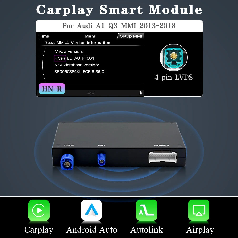 Carplay Adapter – Draadloze Carplay Dongle – Android Auto Interface – Auto Multimedia Adapter – Mirror Link AirPlay Ondersteuning – Compact Ontwerp – Compatibel Met Audi A1 Q3 (2012-2018)