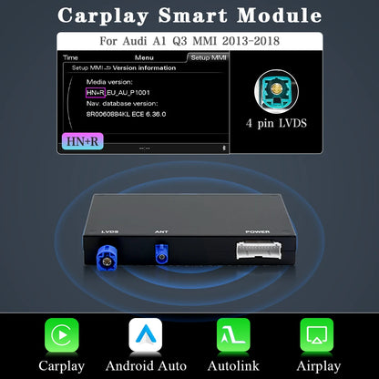 Carplay Adapter – Draadloze Carplay Dongle – Android Auto Interface – Auto Multimedia Adapter – Mirror Link AirPlay Ondersteuning – Compact Ontwerp – Compatibel Met Audi A1 Q3 (2012-2018)