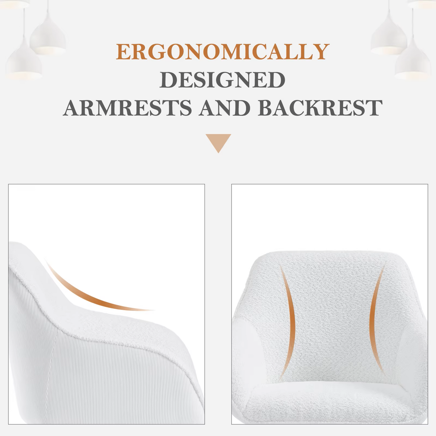 Draaistoel - Draaibare Eetkamerstoelen – Set van 2 – Ergonomische Corduroy Stoelen met Armleuningen – Comfortabele Keuken- & Loungestoelen – 360° Draaiend – Stabiel & Modern Design - 58x53.5x82cm - Wit