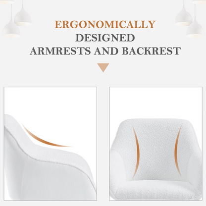 Draaistoel - Draaibare Eetkamerstoelen – Set van 2 – Ergonomische Corduroy Stoelen met Armleuningen – Comfortabele Keuken- & Loungestoelen – 360° Draaiend – Stabiel & Modern Design - 58x53.5x82cm - Wit