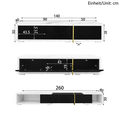 TV-meubel – TV-kast – TV-dressoir – TV-meubel met opbergruimte – TV-meubel wit – Verstelbare lengte 140-260 cm – Draaibaar en flexibel design