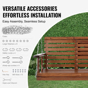 VEVOR Outdoor Porch Swing 5ft  Wooden Patio Bench Swing Garden Heavy Duty Swing Chair with Hanging Chains Upgraded 880lbs Load