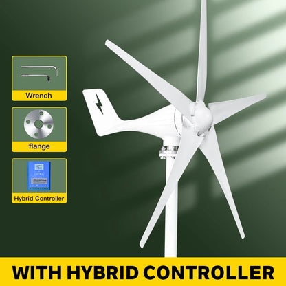 Windturbine – Windgenerator – Energie Generator – Duurzame Energie – 2000W Vermogen – Aluminium Behuizing – Laag Startvermogen - Met Hybride Controle - 24V