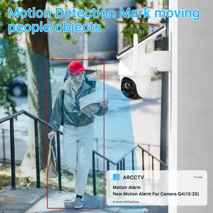 Beveiligingscamera - Camerabewaking - Draadloos - voor Buiten - 4 Stuks - 2K Ultra HD - met Zonnepaneel - Sirene-alarm - Humanoïde detectie - Tweerichtingsaudio - 4CH - NVR Recorder - Wit