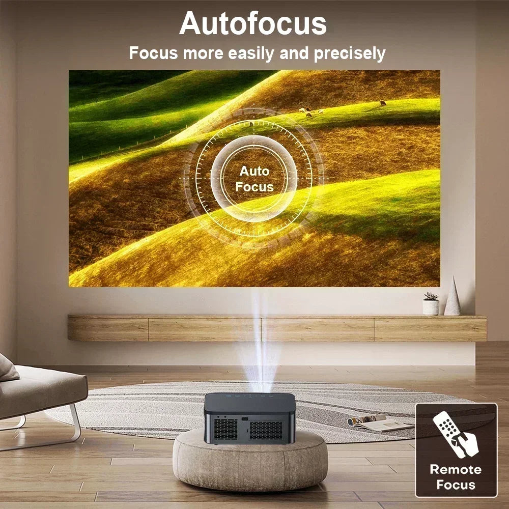 Mini Beamer - Projector - Digitale Beamer - Draagbaar - 1920x1080dpi - LED - Met Autofocus - 800 ANSI - 25000 LM - 3.5mm Earphone - HDMI - POWER - USB - 108W - Zwart/Grijs