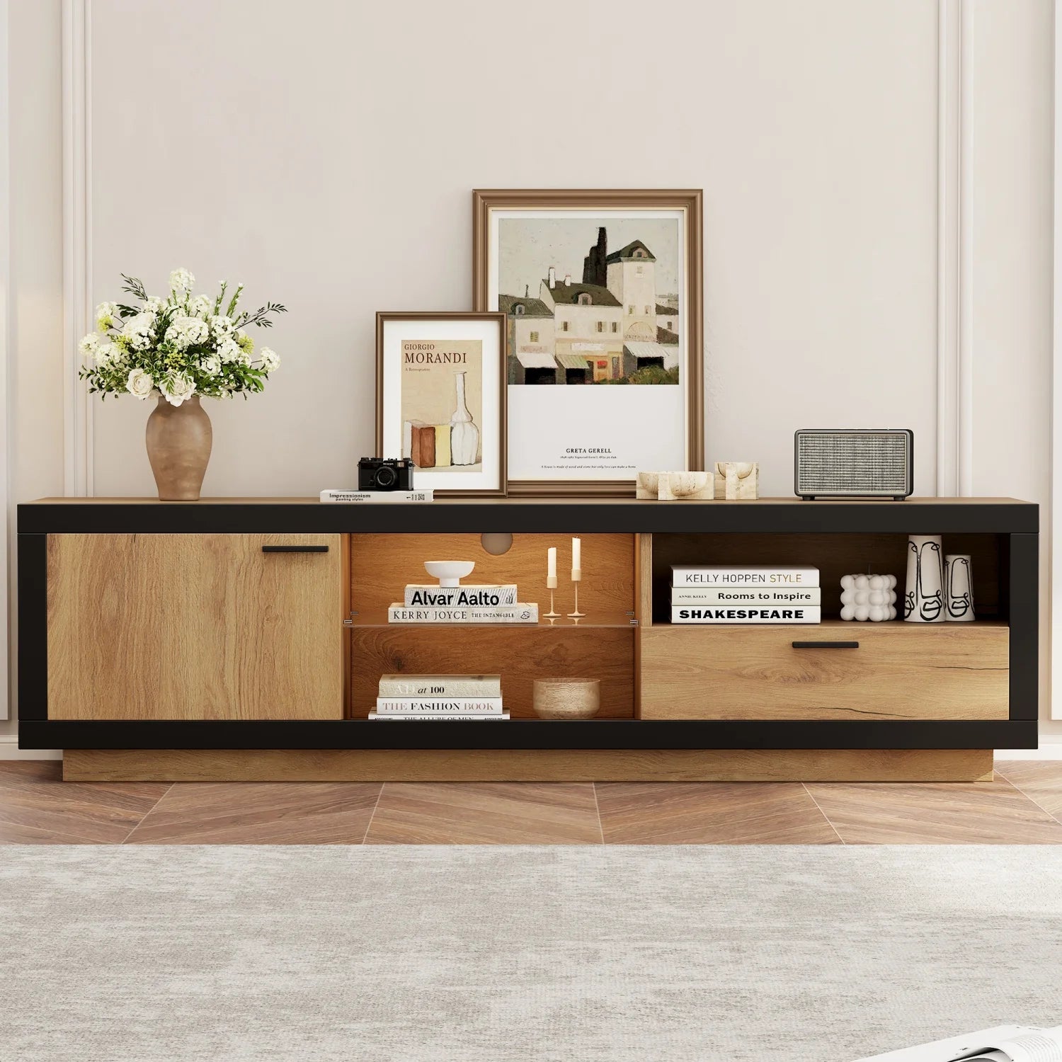 TV-Meubel – TV-Kast – Entertainmentmeubel – Tv-Stand – LED-Verlichting Met Smartphonebediening – Geschikt Voor Tv’s Tot 70 Inch - QUORE