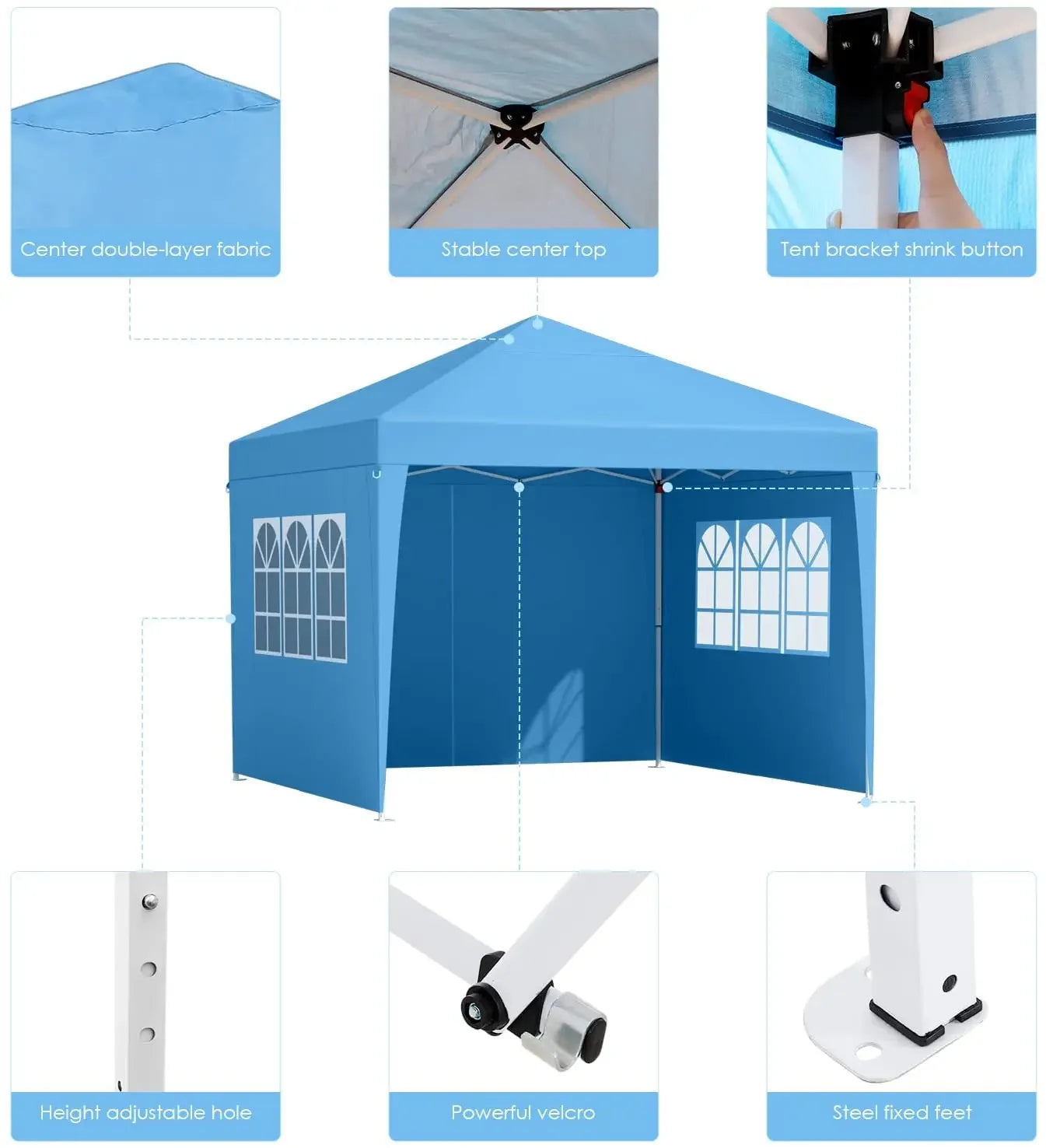 Pop-Up Partytent – 3X3 Meter Tent – Pop-Up Tent – Tuin Tent – Markt Tent – Waterafstotend Oxford Stof – Verstelbare Hoogte