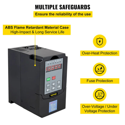 Frequentieregelaar - Frequentie - Toerentalregelaar - VFD 1.5KW 220V - Omvormer Variabele Frequentie Driver - 3-Pase Uitgangssnelheidsregelaar - voor Motor-CNC