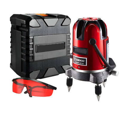 Laser Level - Zelfnivellerend - Horizontaal en verticaal - 360 graden aanpassing - Hogere zichtbaarheid - 5 lijnen - Golflengte 635 nm - IP54 - Rood - QUORE