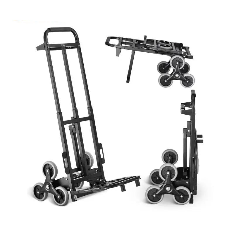 Steekwagen - Steekkar - Traploper - Transportwagen - Opvouwbare - 460lbs Draagvermogen - met Trapklimfunctie - 6 Wielen + 2 Elastische Touwen - voor Verhuizen, Winkelen en Magazijngebruik