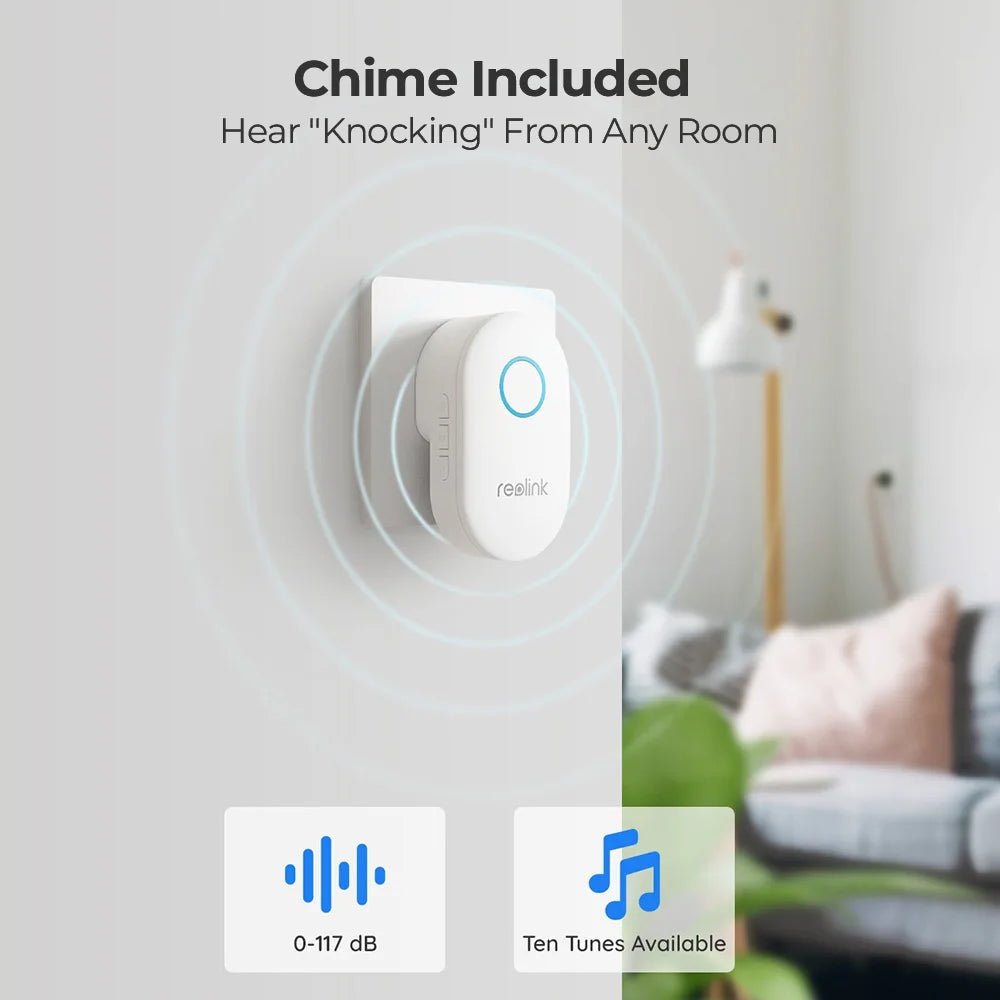 Reolink Simme video deurbel met camera - Video deurbel draadloos met wifi- Slimme deurbel - QUORE