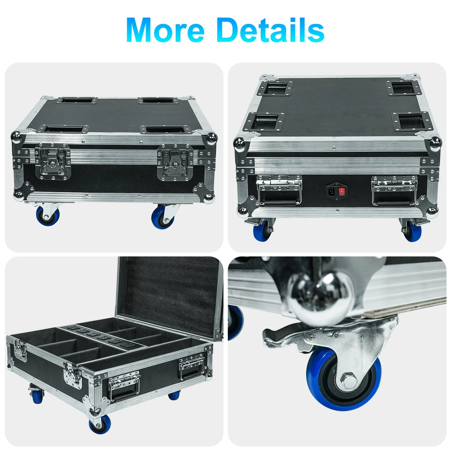 Flightcase Voor 6 Draadloze PAR Lights – Lichtkoffer – Transportkoffer – Beschermcase – Carrycase – Stevig En Lichtgewicht Met Rembare Wielen En EVA-Schuimverdeling