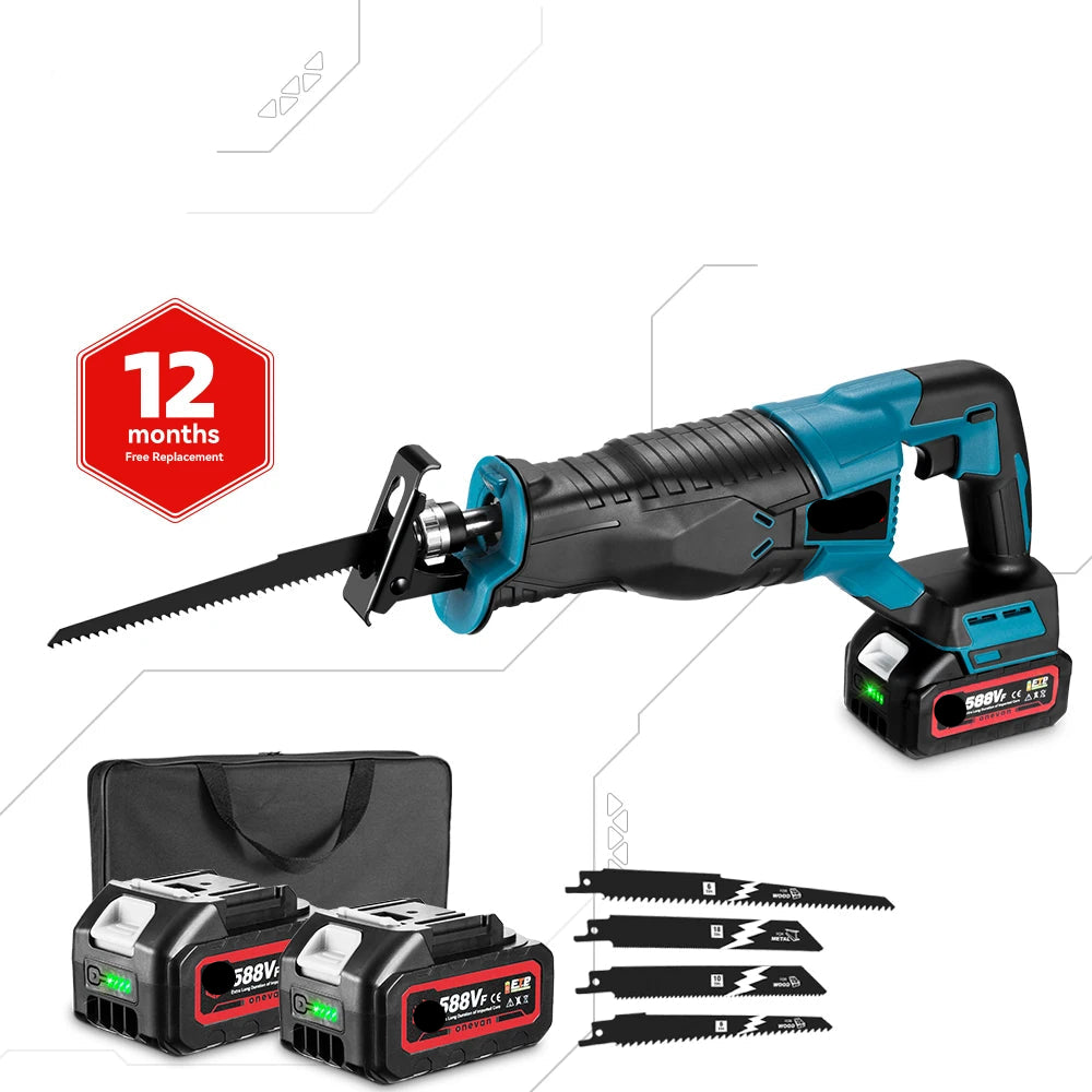 Reciprozaag - met Accu - Draadloze - Verstelbare Snelheid - 3000W - voor Hout - Metaal - Pijpen - Snijden - 18V - 10000 SPM - Zonder Batterij
