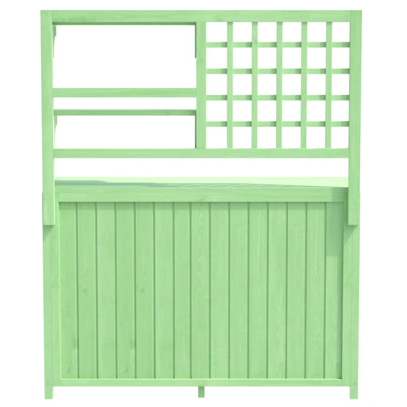 Houten Tuinkast - Tuinhuisje - Buitenkast - Gereedschapsschuur - Gereedschapskast - Gereedschapshuisje - Terraskast - met Werkblad - en Opbergruimte - 105x44x141,5 cm - Balkon - en Tuinmeubilair - Groen