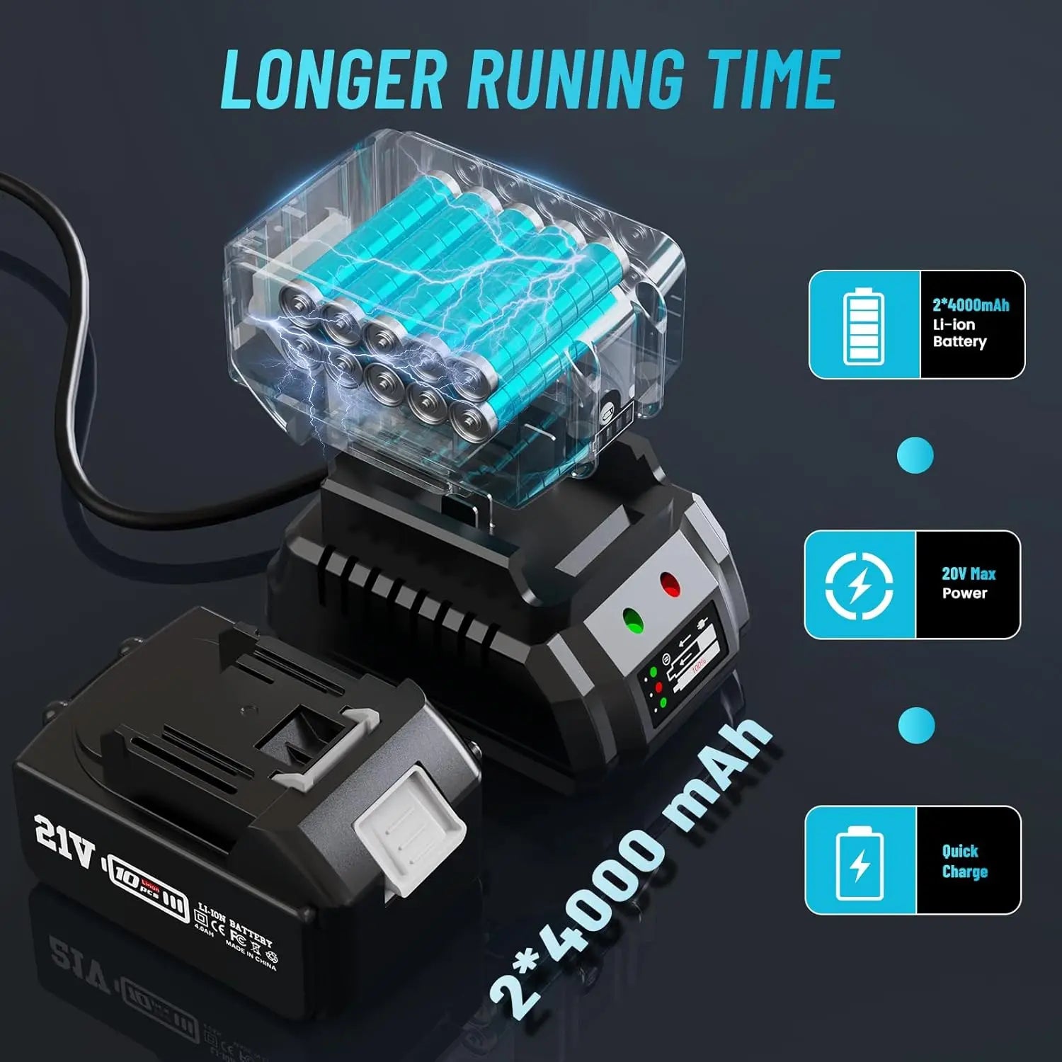 SeeSii Brushless Electric Wrench Dirll 1300N.m Cordless Impact Gun High Torque Gun 1/2'' For Car Repair Power Tools for Makita - QUORE