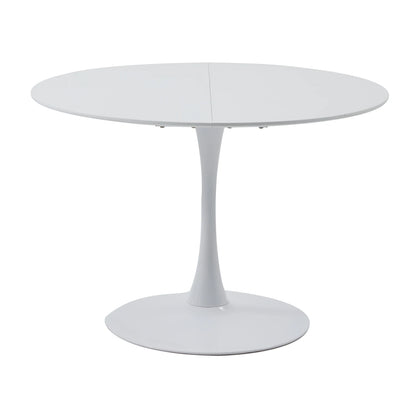 Ronde Eettafelset – Eettafel Met Stoelen – Tafel En Stoel Set – Diningset – Keukenmeubel – Wit Zwart – Massief Hout – 110 cm Diameter