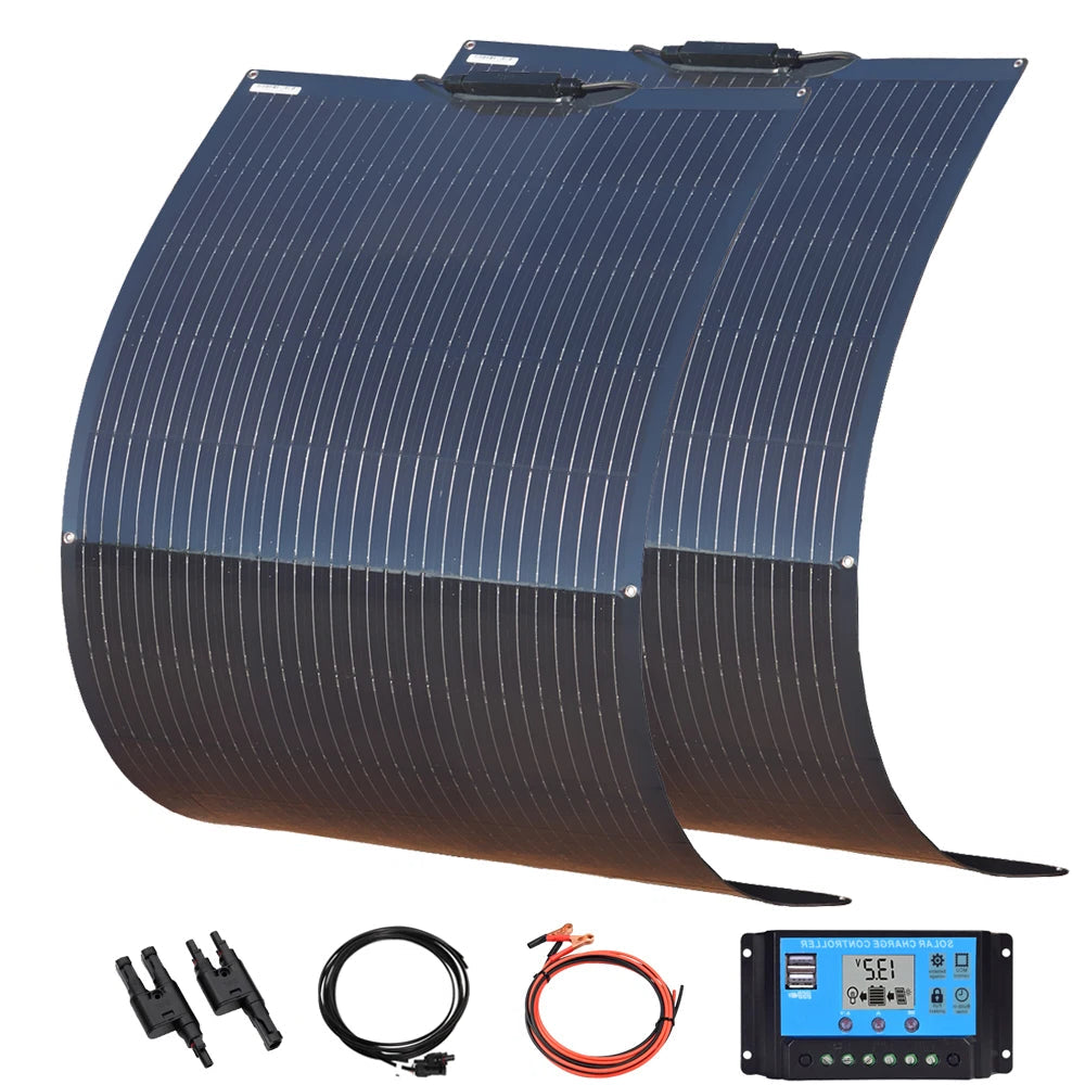 Zonnepaneel - Zonnepanelen - Monokristallijn - Flexibel - Buigzaam - Waterdicht - 300W - 2 Stuks Kit 1 - voor Dak - Camper - Boot - Caravan - Off-grid Systeem