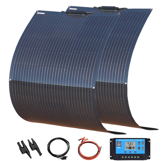 Zonnepaneel - Zonnepanelen - Monokristallijn - Flexibel - Buigzaam - Waterdicht - 300W - 2 Stuks Kit 1 - voor Dak - Camper - Boot - Caravan - Off-grid Systeem