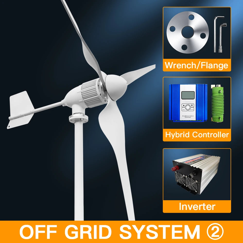 Windturbine – Horizontale Turbine – Windgenerator – Duurzame Energie – 5000W – Aluminium Behuizing - 48V - Off-grid Systeem 2 - QUORE