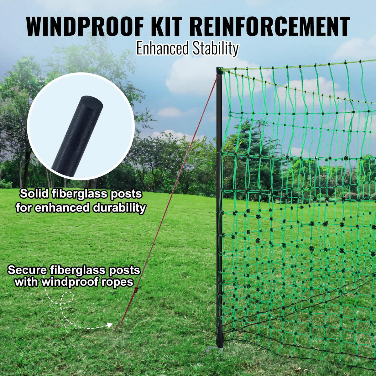 Elektrische afrastering - hekwerk - afrastering - tuinafrastering - 48“ H x 100” L - met palen & dubbel gepunte palen Utility Portable Mesh - voor eenden - 48in100ft