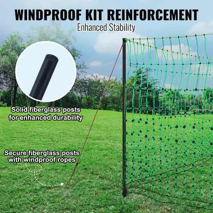 Elektrische afrastering - hekwerk - afrastering - tuinafrastering - 48“ H x 100” L - met palen & dubbel gepunte palen Utility Portable Mesh - voor eenden - 48in100ft