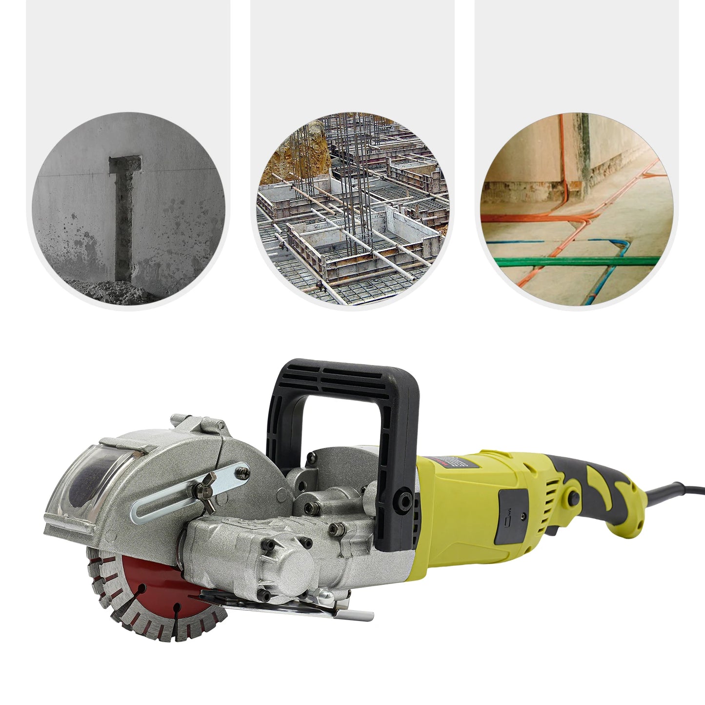 Muurfrees - Muurfrees Sleufmachine - Betonfrees - Betonsnijder - Elektrisch - Cirkelzaag - 4000W - Waterkoeling - In Diepte - en Breedte Instelbaar - Groeffrees - Voor Muur & Wand