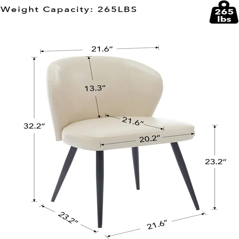Eetkamerstoelen – Set van 2 - Stoelen – Dining Stoelen – Vintage Stoelen – Synthetisch Leer – Comfortabele Foamzitting – Duurzame Stalen Poten - Beige