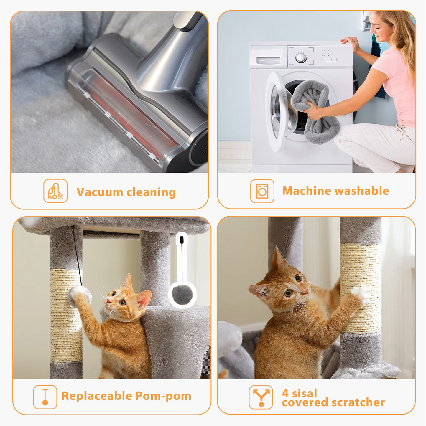 Kattenboom -  Krabpaal - Luxe Krabpaal met Meerdere Niveaus – Kattentoren met Huisje & Krabpalen – Stabiele Kattenboom voor Binnen – Kattenaccessoires & Speelgoed - Large -  143cm - Groen