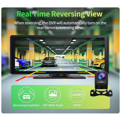 E32 - Dashcam voor Auto - WiFi - Dashcams - FullHD video - Geen Camera aan de voor- en Achterkant - Super compact - Parkeermodus - 16:9 - 10.26 inch Scherm - Zwart - QUORE