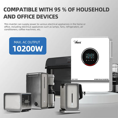 Hybride Solar Inverter – Zonne-Omvormer – Off-Grid Omvormer – Pure Sinus Omvormer – Mppt Solar Charger – 10,2 KW Met WiFi – 230VAC Pure Sinusgolf Output - QUORE