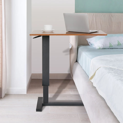 Laptoptafel - Bedtafel - Verstelbare bijzettafel - 360° rotatie - Banktafel - Houten laptoptafel - 80x40x89,5cm - Verstelbare hoogte van 66cm tot 99,5cm - Bruin