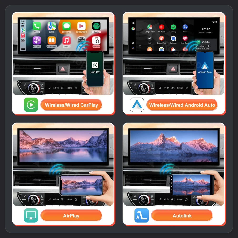 12,3 Inch Multimedia Touchscreen – Autonaviteit – CarPlay Display – Android Auto Scherm – AirPlay Interface – Draadloos Verbinden – Hoge Resolutie 1920x720 – Linux Systeem