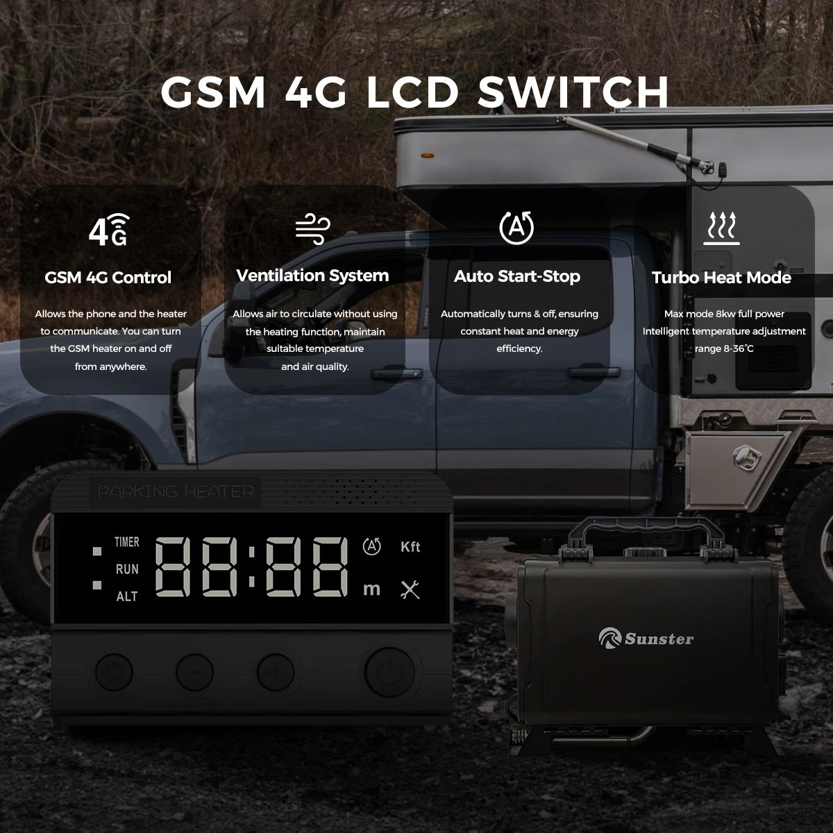 Dieselkachel – Dieselkachel Air Heater – Dieselverwarming – Standkachel – Luchtverwarmer – 8KW Vermogen – LTE 4G Afstandsbediening Met LCD Display