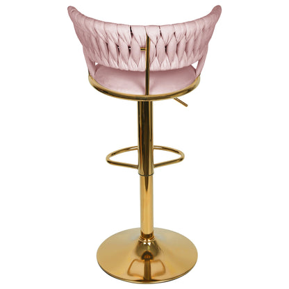 Barkrukken – Barstoelen – Keukenkrukken – Barstoelen Met Rugleuning – Keukenstoelen – Velvet Bekleding – Verstelbare Zithoogte – Draaibaar - QUORE