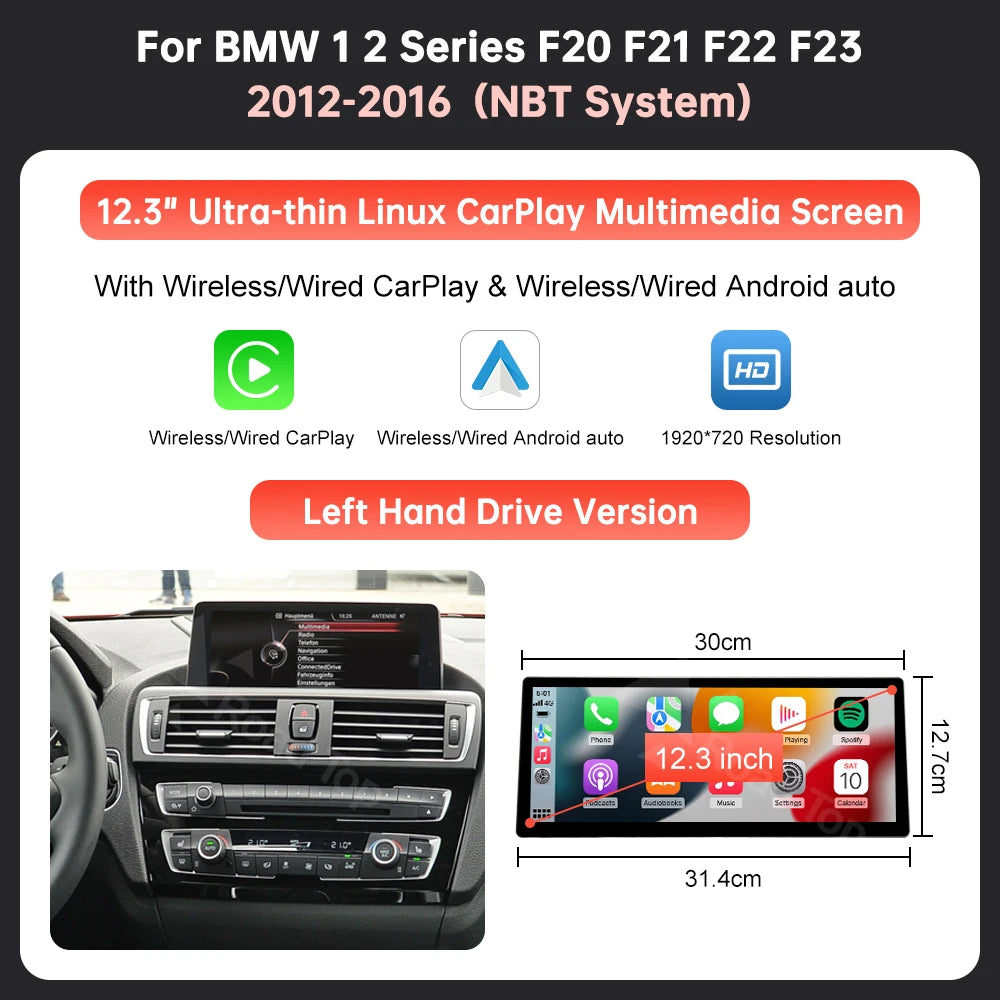 Multimediascherm – Auto-multimediaspeler – Touchscreen Display – Multimedia Display – 12.3 Inch – Ultra-dun Design – Draadloze CarPlay & Android Auto