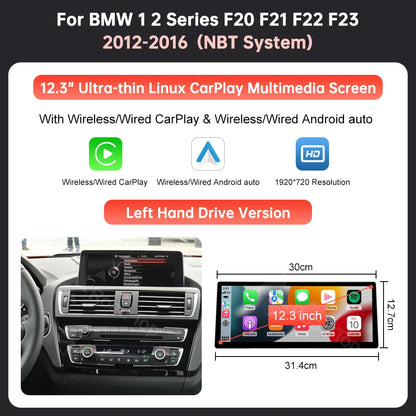 Multimediascherm – Auto-multimediaspeler – Touchscreen Display – Multimedia Display – 12.3 Inch – Ultra-dun Design – Draadloze CarPlay & Android Auto