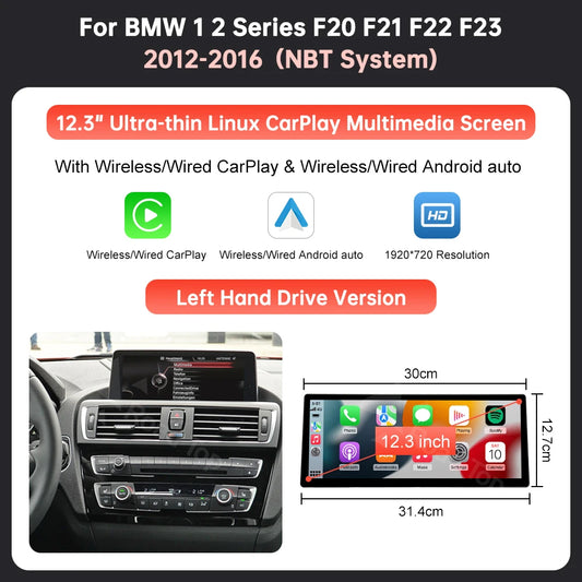 Multimediascherm – Auto-multimediaspeler – Touchscreen Display – Multimedia Display – 12.3 Inch – Ultra-dun Design – Draadloze CarPlay & Android Auto