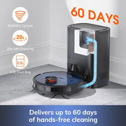 Robot Vacuum Cleaner - 2-in-1 - Mopping Function - Emptying Station, Self-emptying Base - 3000Pa Suction Power - 2.5L Dust Bag - LDS Navigation - 150 mins Runtime - Save up to 5 Maps - App &amp; Voice Control - EU Plug - Gradient Blue
