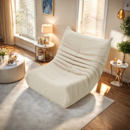 Vloerzitzak – Zitzak – Loungestoel – Poef – Bodemstoel – Beige – Teddyvelours – Ergonomisch Met High-Density Schuimvulling