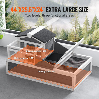 Houten - Verblijf - Terrarium Hout - Groot 3-Kamers - 112 x 65 x 61 cm - voor Schildpadden - met Transparant Dak, Geschikt voor Binnen en Buiten - QUORE