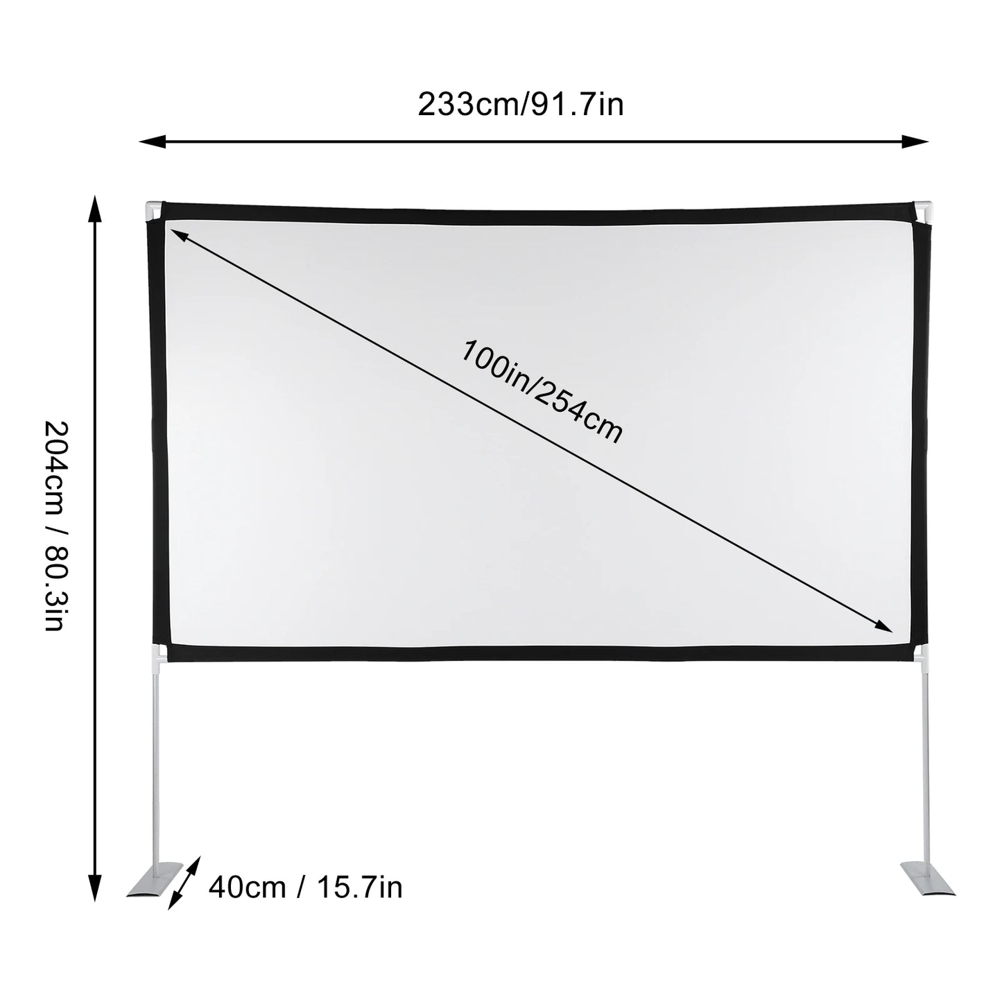 Projectiescherm 100 inch – 4K HD Beamer Scherm – Draagbaar Projectorscherm met Draagtas – 204x233 cm – Indoor & Outdoor – Opvouwbaar Projectiescherm voor Thuisbioscoop - Presentaties - Gaming