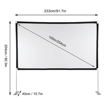 Projectiescherm 100 inch – 4K HD Beamer Scherm – Draagbaar Projectorscherm met Draagtas – 204x233 cm – Indoor & Outdoor – Opvouwbaar Projectiescherm voor Thuisbioscoop - Presentaties - Gaming