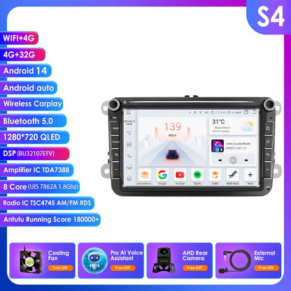 Multimedia Android Autoradio – GPS Navigatie – CarPlay Multimedia – Dubbel DIN Radio – Touchscreen Autoradio – 10,33 Inch QLED Scherm – 4+64GB Geheugen