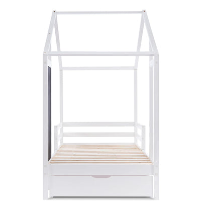 Bedhuisje Kinderen – Huisbed – Kinderbed – Peuterbed – Juniorbed – Massief Houten Frame – 90x200 cm – Met 2 Opberglades - QUORE