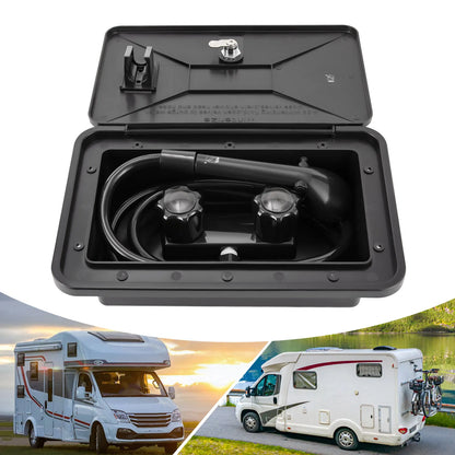 Campingdouche – Buitendouche met 1,5 m Slang – Ergonomisch Ontwerp & Eenvoudige Installatie – Geschikt voor Caravan - Boot of Tuin – Met Temperatuurregeling