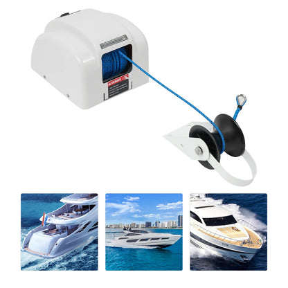 Elektrische Bootankerlier - Lier - Ankerschroef - Boot Anker - 12V - Draadloze Afstandsbediening – Maritiem Zoutwater Windlass Kit – Geschikt voor Ankers tot 45lb – Wit