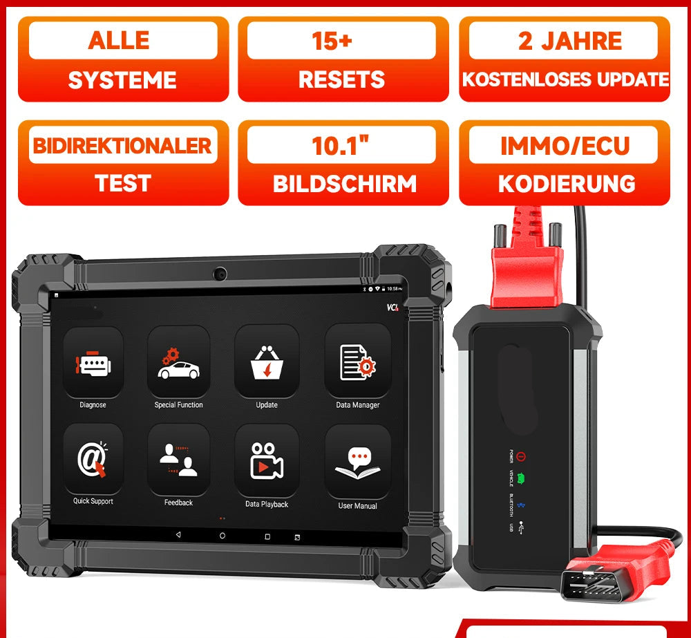 OBD2 Scanner – Autodiagnose Tool – Foutcode Uitlezer – Diagnoseapparaat – Bluetooth Verbinding – 10,1 Inch Kleurenscherm