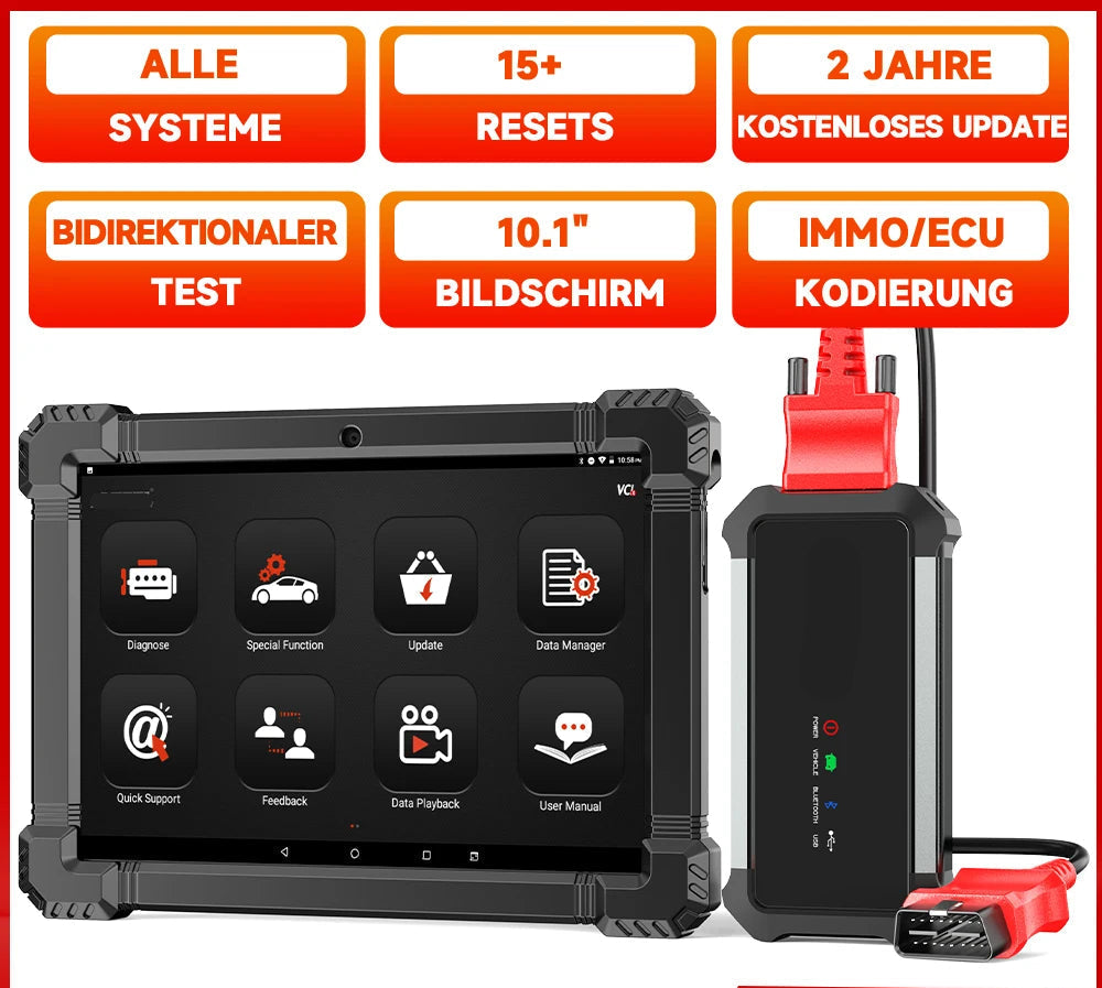 OBD2 Scanner – Autodiagnose Tool – Foutcode Uitlezer – Diagnoseapparaat – Bluetooth Verbinding – 10,1 Inch Kleurenscherm -